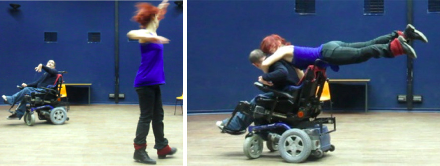 Duo improvisé pour deux danseurs et un fauteuil électrique
